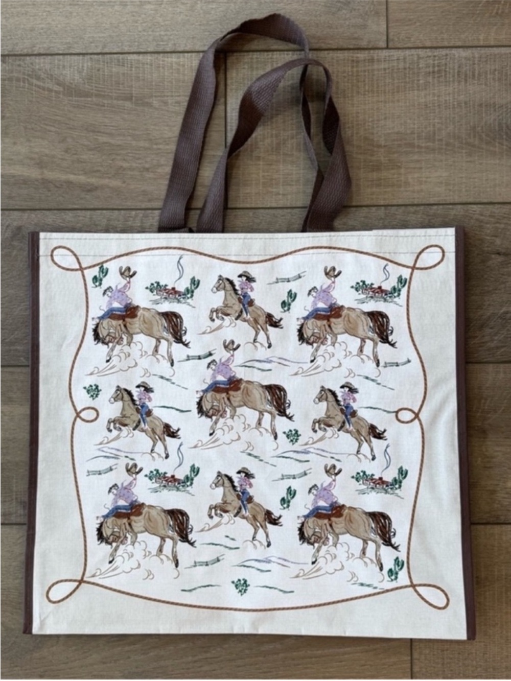 Homegoods TJMaxx Marshalls Viral Horse Cowboy Cowgirl Print Tote Bag NWOT